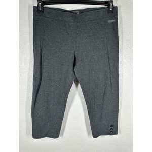 Calvin Klein Performance Capri Leggings Womens XL Gray Button Hem Stretch Yoga